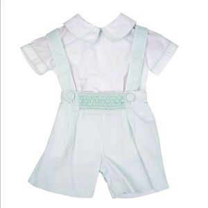 🆕Marco & Lizzy Mint,👐Smocked Boy’s Short Set💙